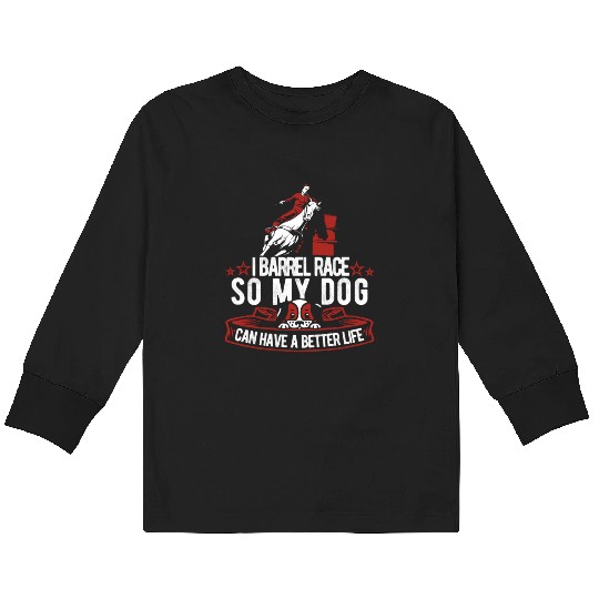 Horse Barrel Racing Dog Kids Long Sleeve T Shirts