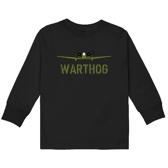 Olive Green A-10 Warthog Art-Usa Military Jets Kids Long Sleeve T Shirts