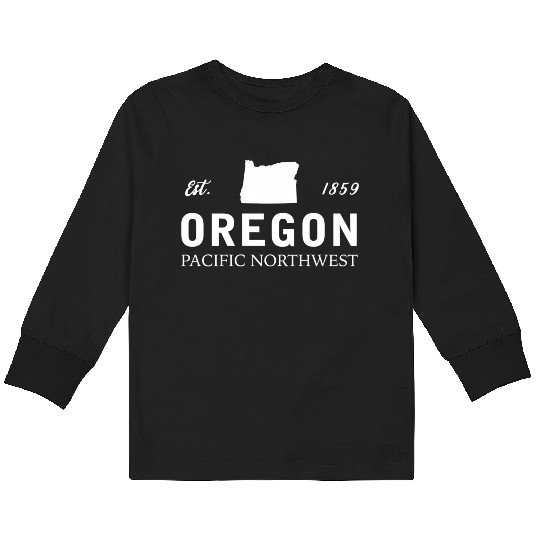 Oregon Est 1859 Pacific Northwest Us Flag Kids Long Sleeve T Shirts