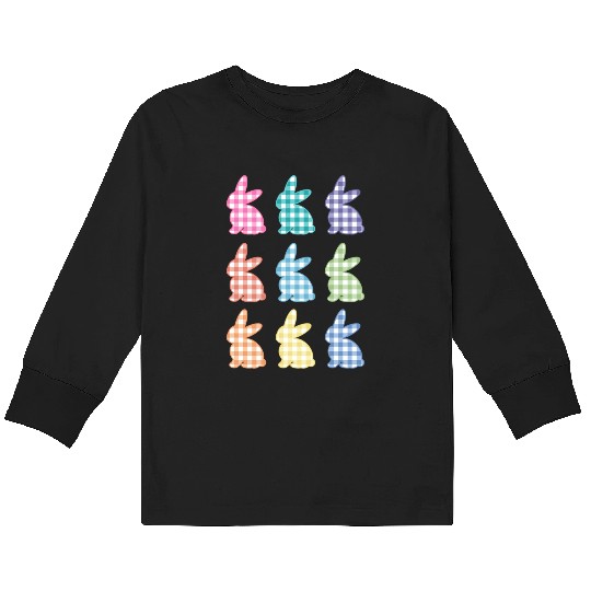 Easters For Plaid Easter Bunny Gingham Kids Long Sleeve T Shirts