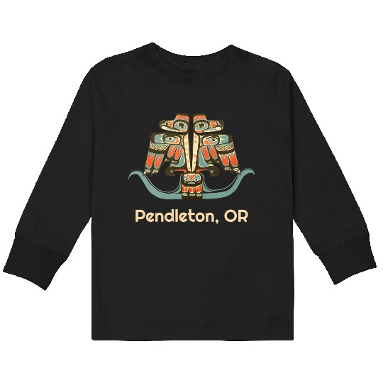Pendleton Oregon Thunderbird Nw Native American Kids Long Sleeve T Shirts