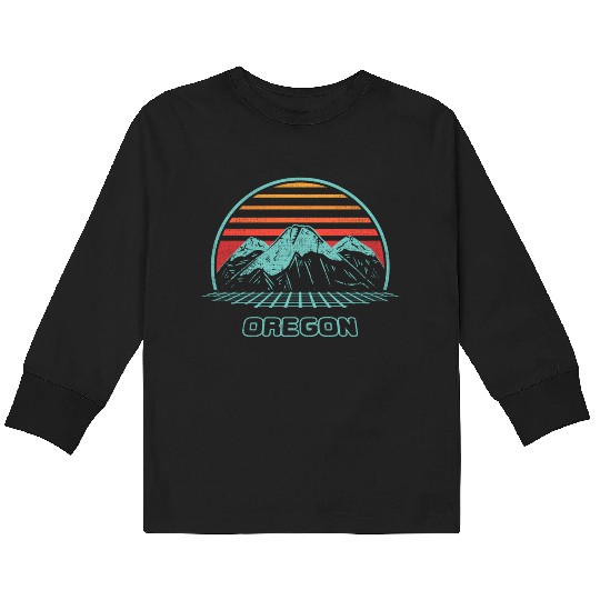 Oregon Mountain Hiking 80S Style Kids Long Sleeve T Shirts