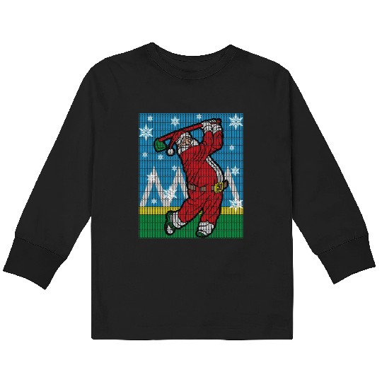 Santa Claus Playing Golf Golfer Ugly Kids Long Sleeve T Shirts