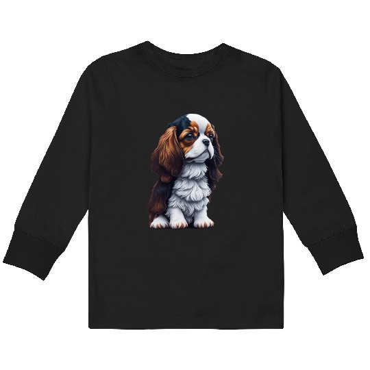 Cavalier King Charles Spaniel Dog Puppet Kids Long Sleeve T Shirts
