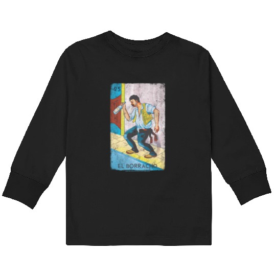 Loteria El Borracho Colorful Tarot Card Kids Long Sleeve T Shirts