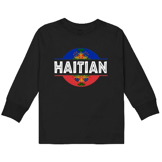 Haitian Flag Haiti Coat Of Arm Ayiti Day Pride Kids Long Sleeve T Shirts
