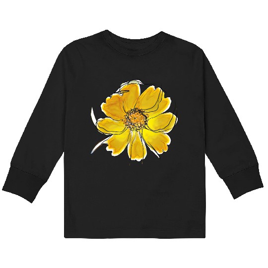 Radiant Yellow Blossom Flower Kids Long Sleeve T Shirts