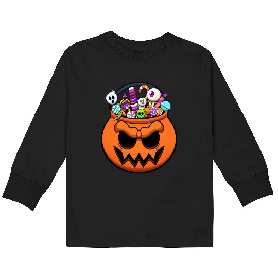 Halloween Trick Or Treat Candy Kids Long Sleeve T Shirts