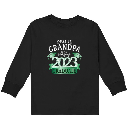 Proud Grandpa I 2023 Graduation Photo Decor Green Kids Long Sleeve T Shirts