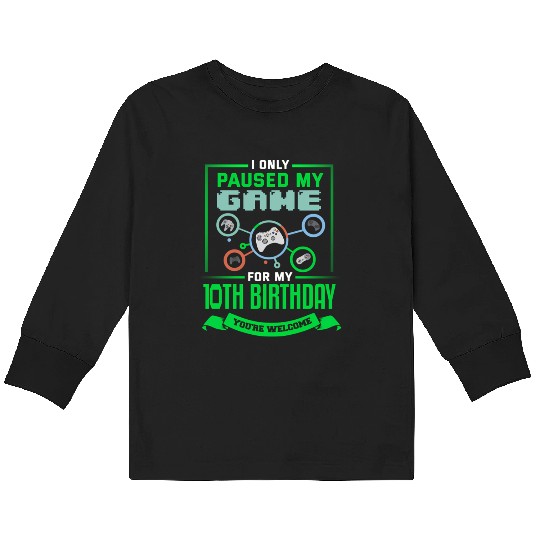 10 Gamer 10Th Bday Kids Long Sleeve T Shirts