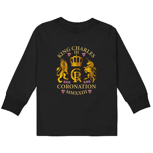 King Charles Iii British Monarch Royal Coronation Kids Long Sleeve T Shirts