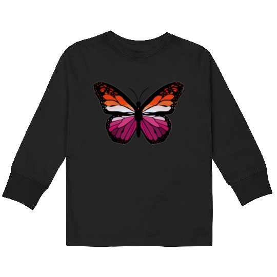 Lesbian Monarch Butterfly Sticker Kids Long Sleeve T Shirts