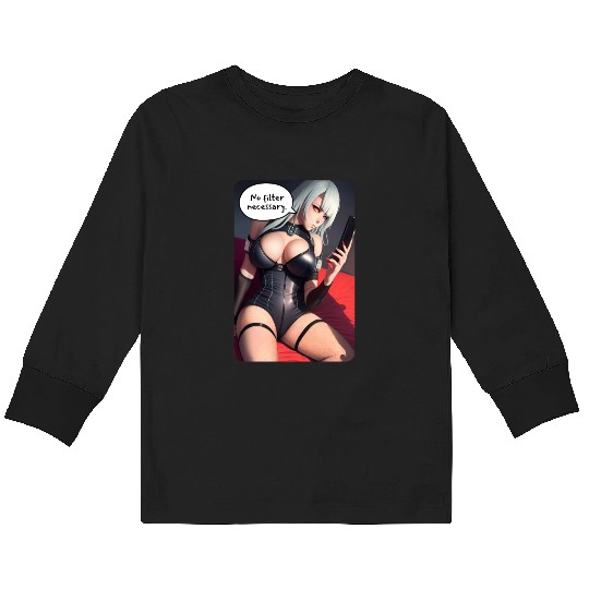 Cyberpunk Waifu Influencer Design 3 Kids Long Sleeve T Shirts