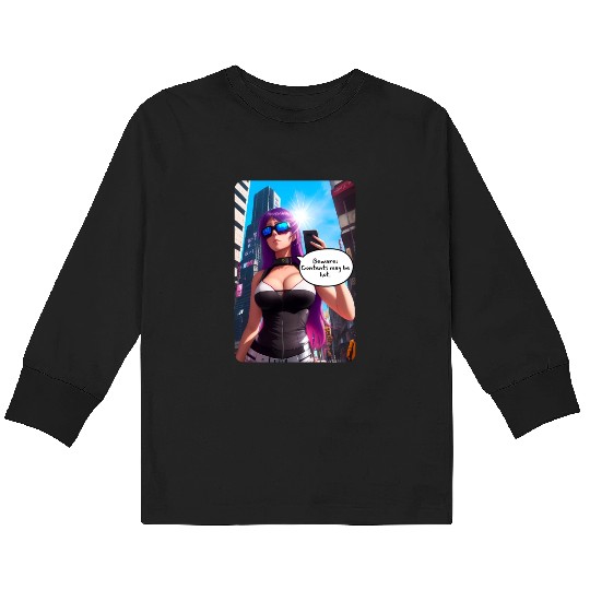 Cyberpunk Waifu Influencer Design 5 Kids Long Sleeve T Shirts