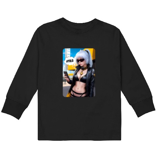 Cyberpunk Waifu Influencer Design 2 Kids Long Sleeve T Shirts