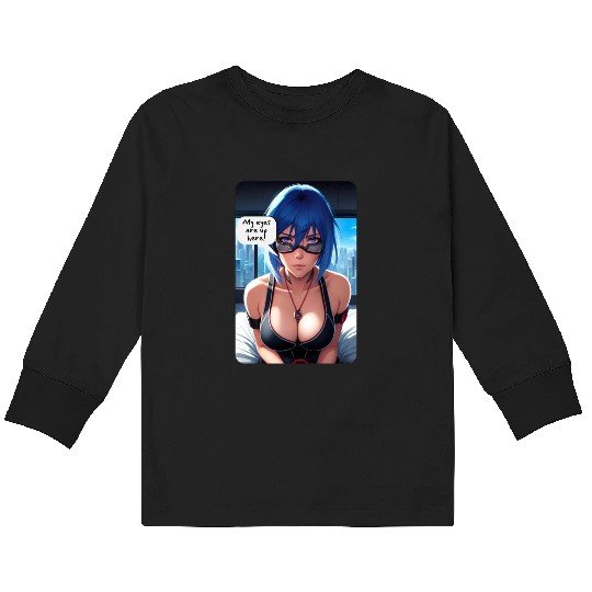 Cyberpunk Waifu Influencer Design 10 Kids Long Sleeve T Shirts