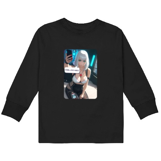 Cyberpunk Waifu Influencer Design 1 Kids Long Sleeve T Shirts
