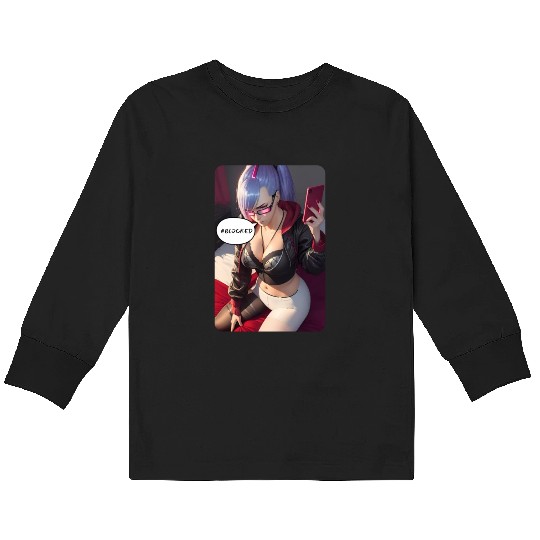Cyberpunk Waifu Influencer Design 4 Kids Long Sleeve T Shirts