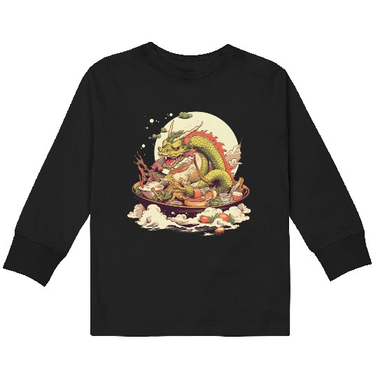 Sushi Dragon Japanesse Kawaii Kids Long Sleeve T Shirts