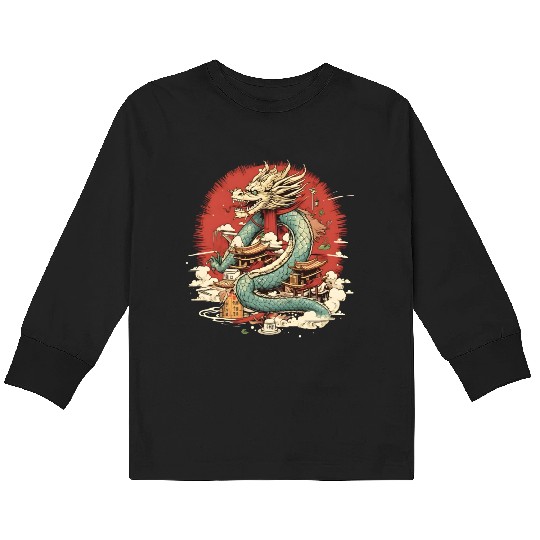 Sushi Dragon Japanesse Kawaii Kids Long Sleeve T Shirts
