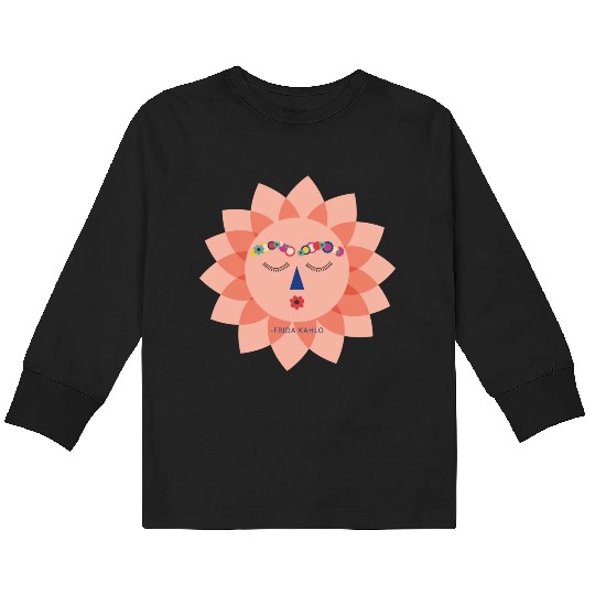 Colorful Cute Funny Sun Frida Kahlo Portrait Viva Kids Long Sleeve T Shirts