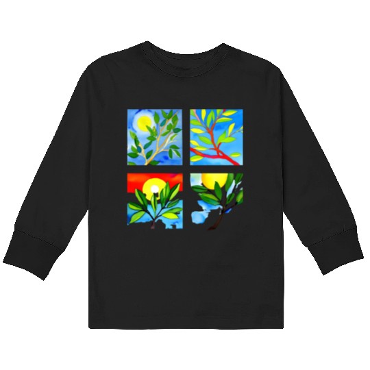 Laughing Olive Branch - Sustainable Harmony Kids Long Sleeve T Shirts