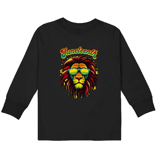 Juneteenth Lion Celebrate Black Freedom 1865 Histo Kids Long Sleeve T Shirts