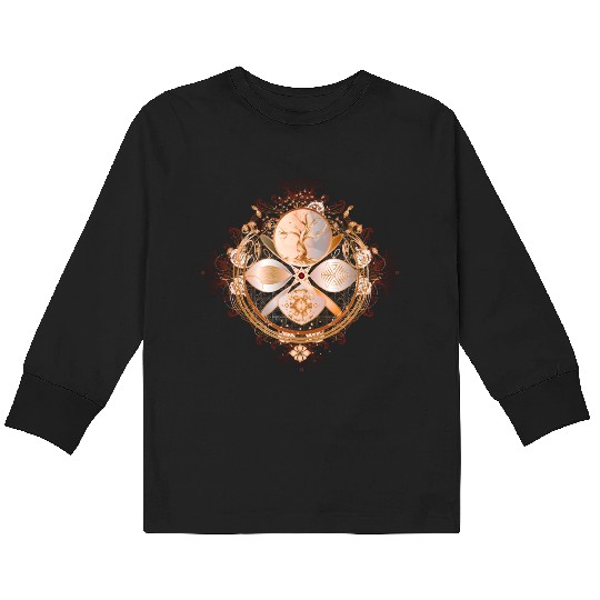 magic amulet, golden tree of life symbol Kids Long Sleeve T Shirts