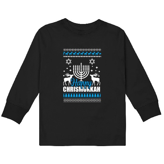 Happy Chrismukkah Ugly Style Kids Long Sleeve T Shirts
