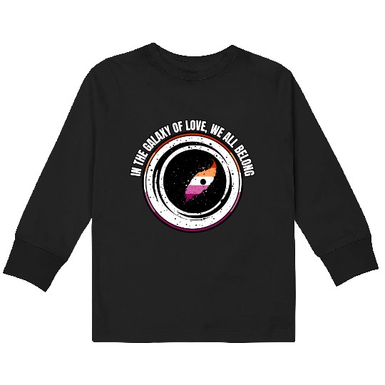 LGBTQ Galaxy of Love, Lesbian Flag Galaxy Kids Long Sleeve T Shirts