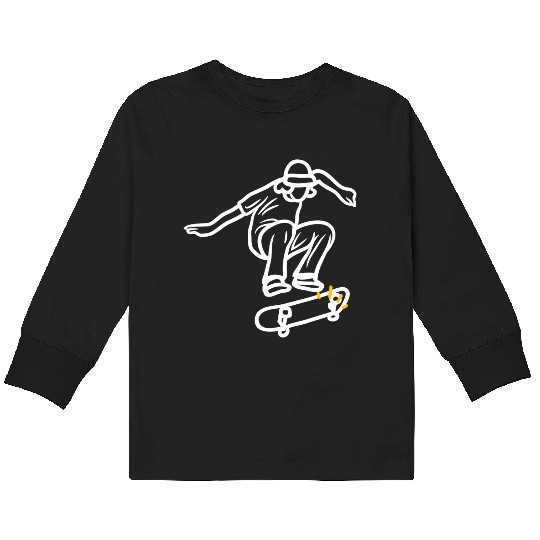 Modern Illustrated Skateboard Kids Long Sleeve T Shirts