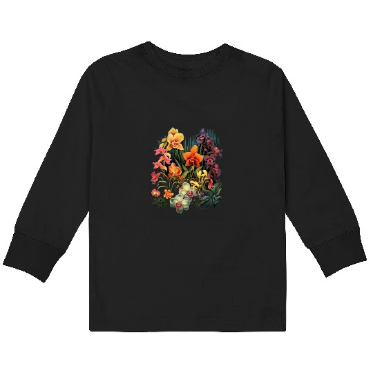 Orchids Flowers Garden Blossom Orchid Lover Kids Long Sleeve T Shirts