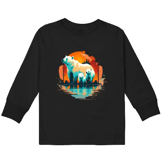 Polar Bear with cubs, Snow Spectrum Kids Long Sleeve T Shirts