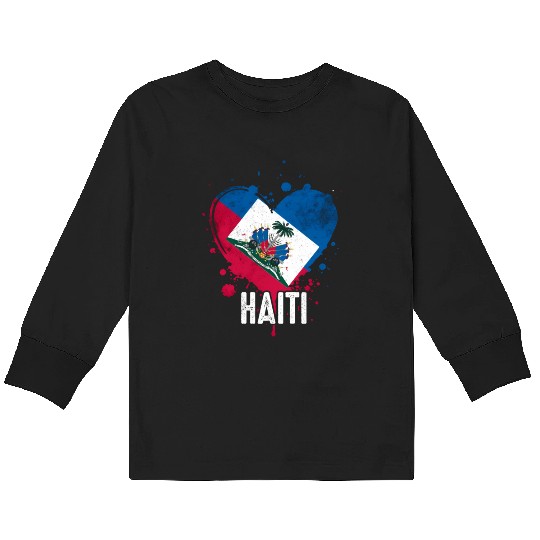 Haitian Vacation Haiti Flag Kids Long Sleeve T Shirts