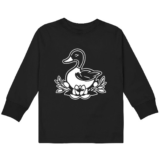 Duck Bird Nature Pond Kids Long Sleeve T Shirts