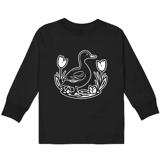 Duck Bird Nature Pond Kids Long Sleeve T Shirts