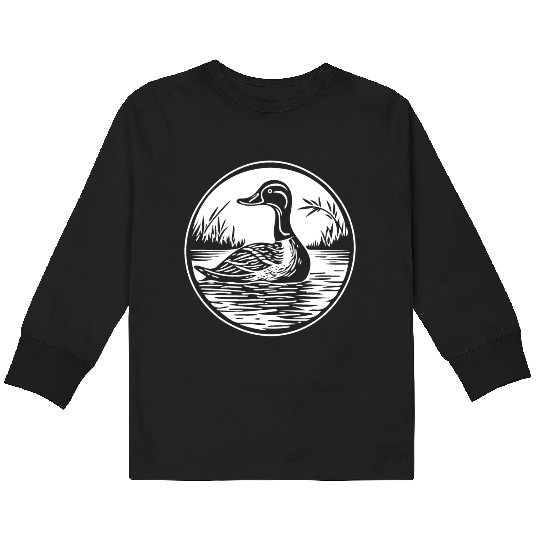 Duck Bird Nature Pond Kids Long Sleeve T Shirts