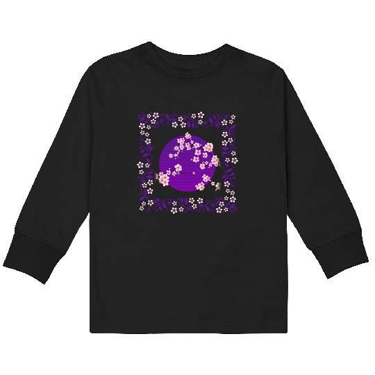Cherry Blossom Kids Long Sleeve T Shirts, Aesthetic Vaporwave Sakura