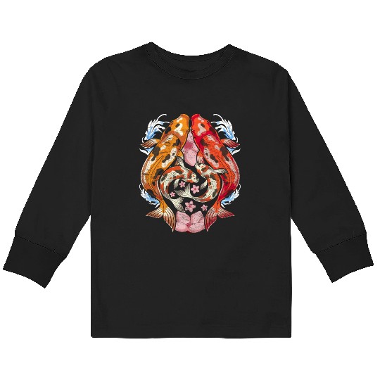 Japan cherry blossom gift sakura koi carp Kids Long Sleeve T Shirts