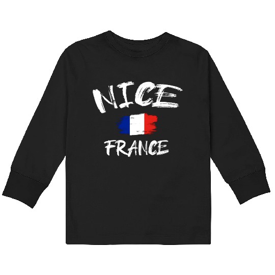 Nice France Souvenir Franã§Ais Country Flag Brushe Kids Long Sleeve T Shirts