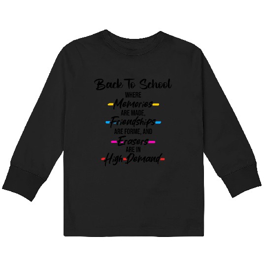 Back to School Design Kids Long Sleeve T Shirts