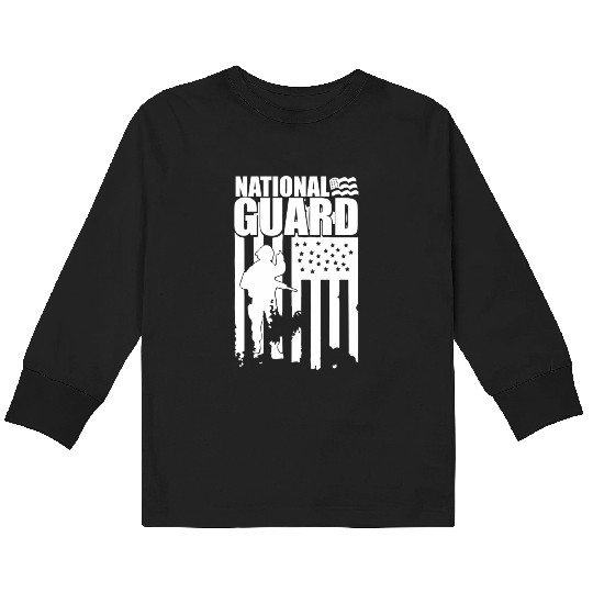 American Flag National Guard National Guard Kids Long Sleeve T Shirts