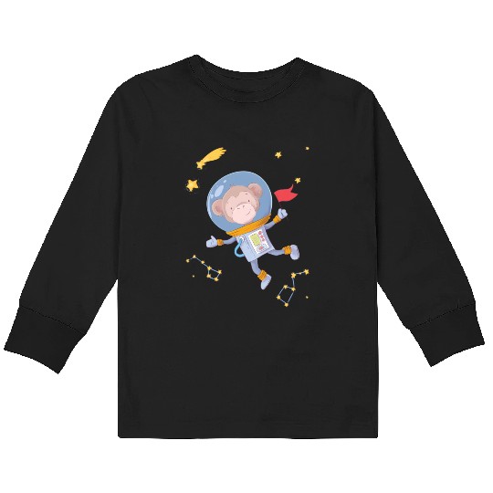 Astronaut Space Monkey Galaxy For Kids Long Sleeve T Shirts