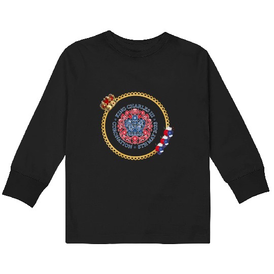 King Charles Iii British Monarch Royal Coronation Kids Long Sleeve T Shirts