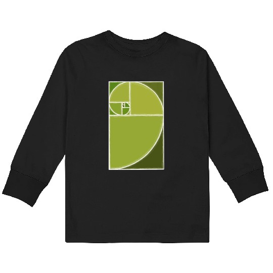 Olive Green Fibonacci Spiral Kids Long Sleeve T Shirts