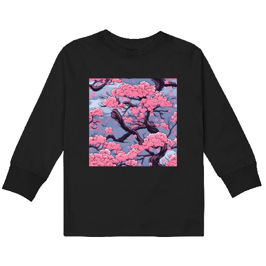Anime Euphoria: Fantasy Cherry Blossom Dreamscape Kids Long Sleeve T Shirts