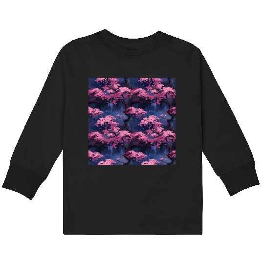 Anime Euphoria: Fantasy Cherry Blossom Dreamscape Kids Long Sleeve T Shirts