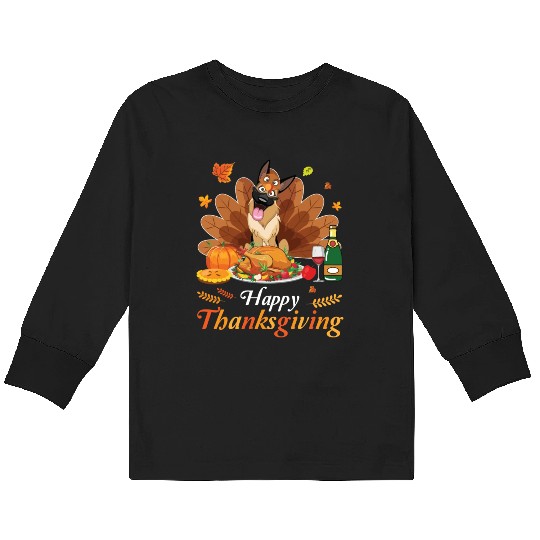 King Shepherd Turkey Costume Wine Pie Pumpkin Kids Long Sleeve T Shirts