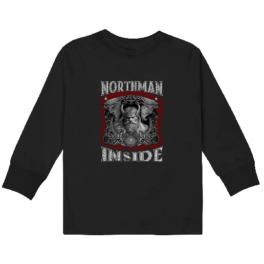 Odin's Head - Northman Inside Kids Long Sleeve T Shirts