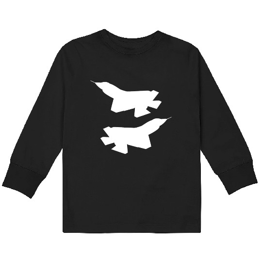 F35 silhouette Kids Long Sleeve T Shirts